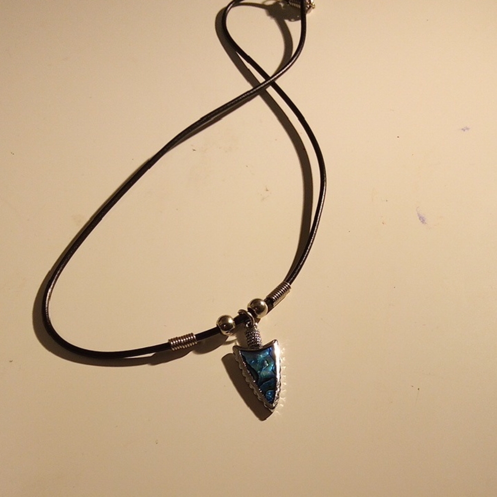 Silver and Blue Arrowhead Pendant Necklace